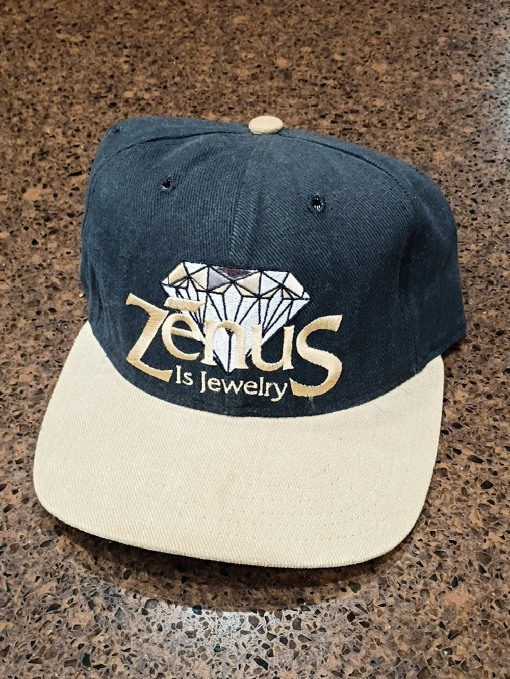Zenus Jewelry Embroidered Two-Tone Cap - Black & Beige